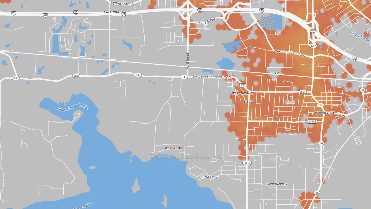 Bike Grade map of Siegle, LA