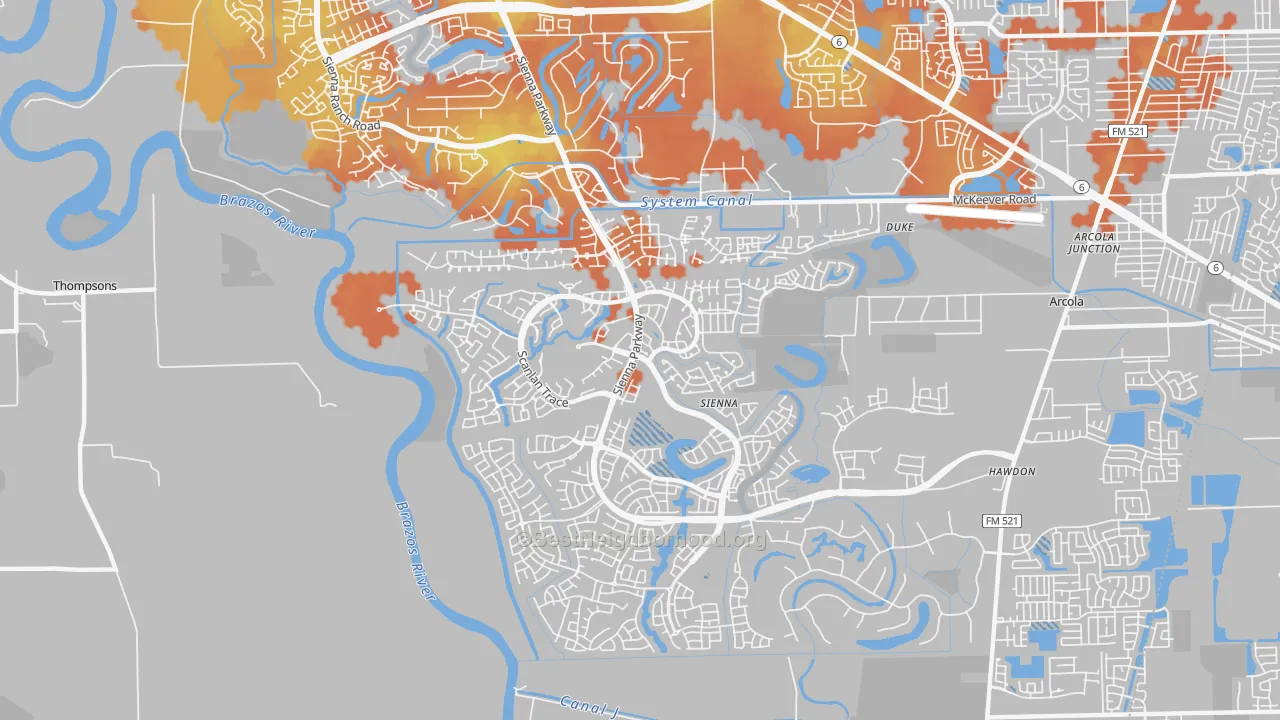 Bike Grade map of Sienna Plantation, TX