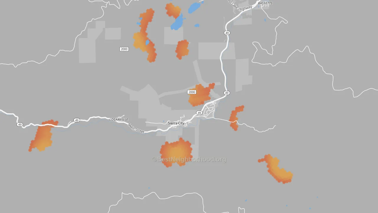 Bike Grade map of Sierra City, CA