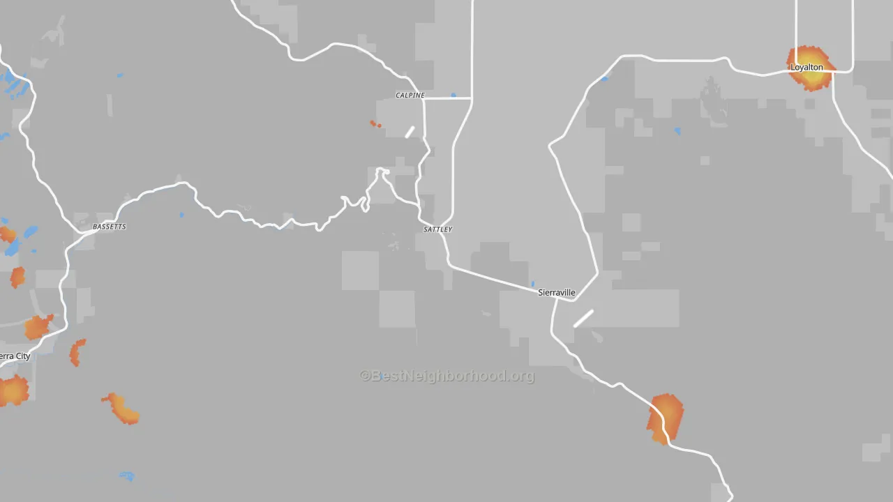 Bike Grade map of Sierra County, CA