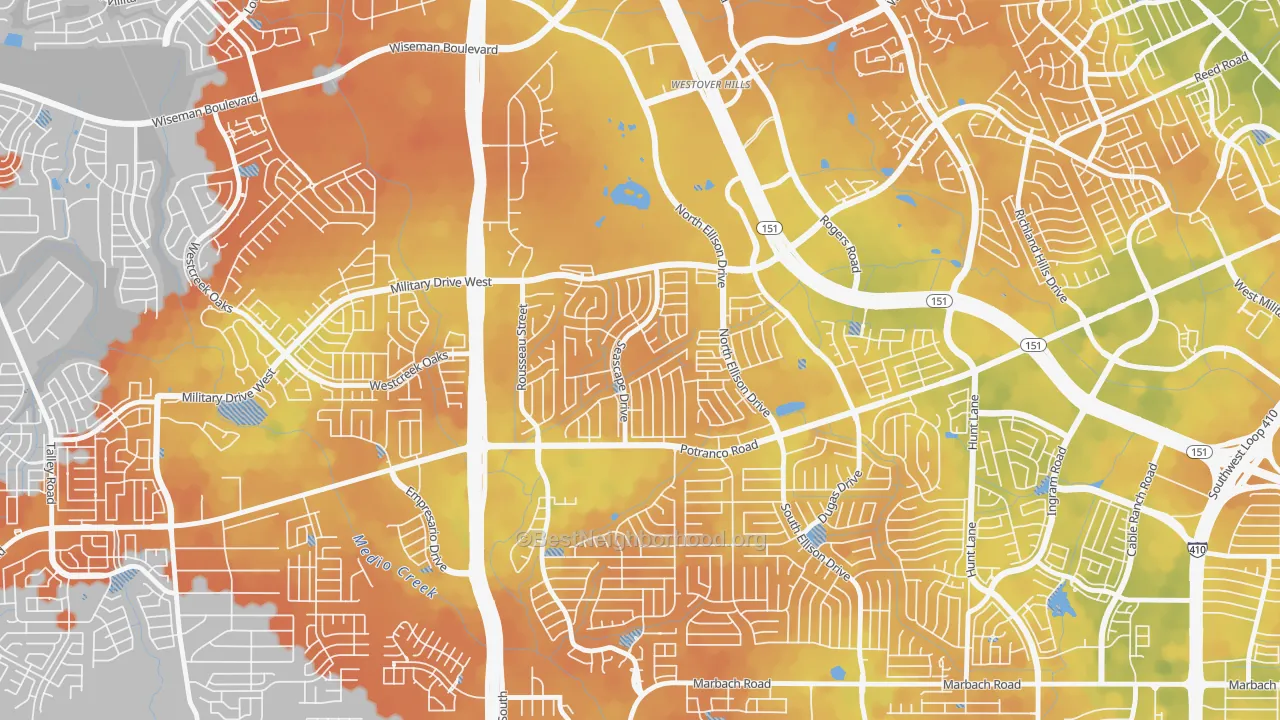Bike Grade map of Sierra Springs, San Antonio, TX