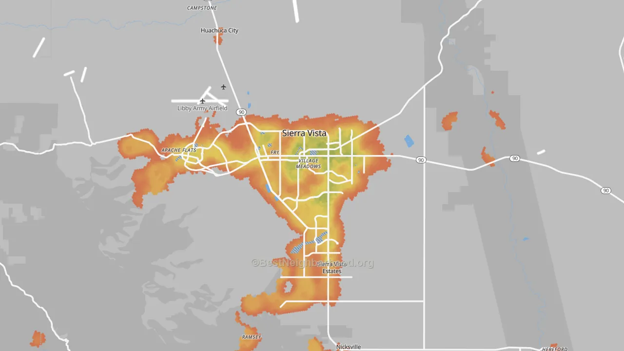 Bike Grade map of Sierra Vista, AZ