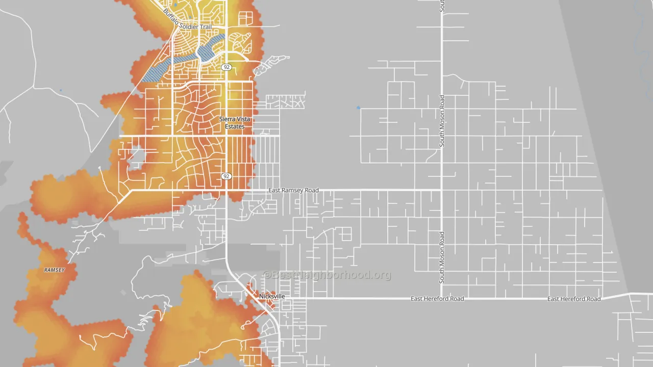 Bike Grade map of Sierra Vista Southeast, AZ
