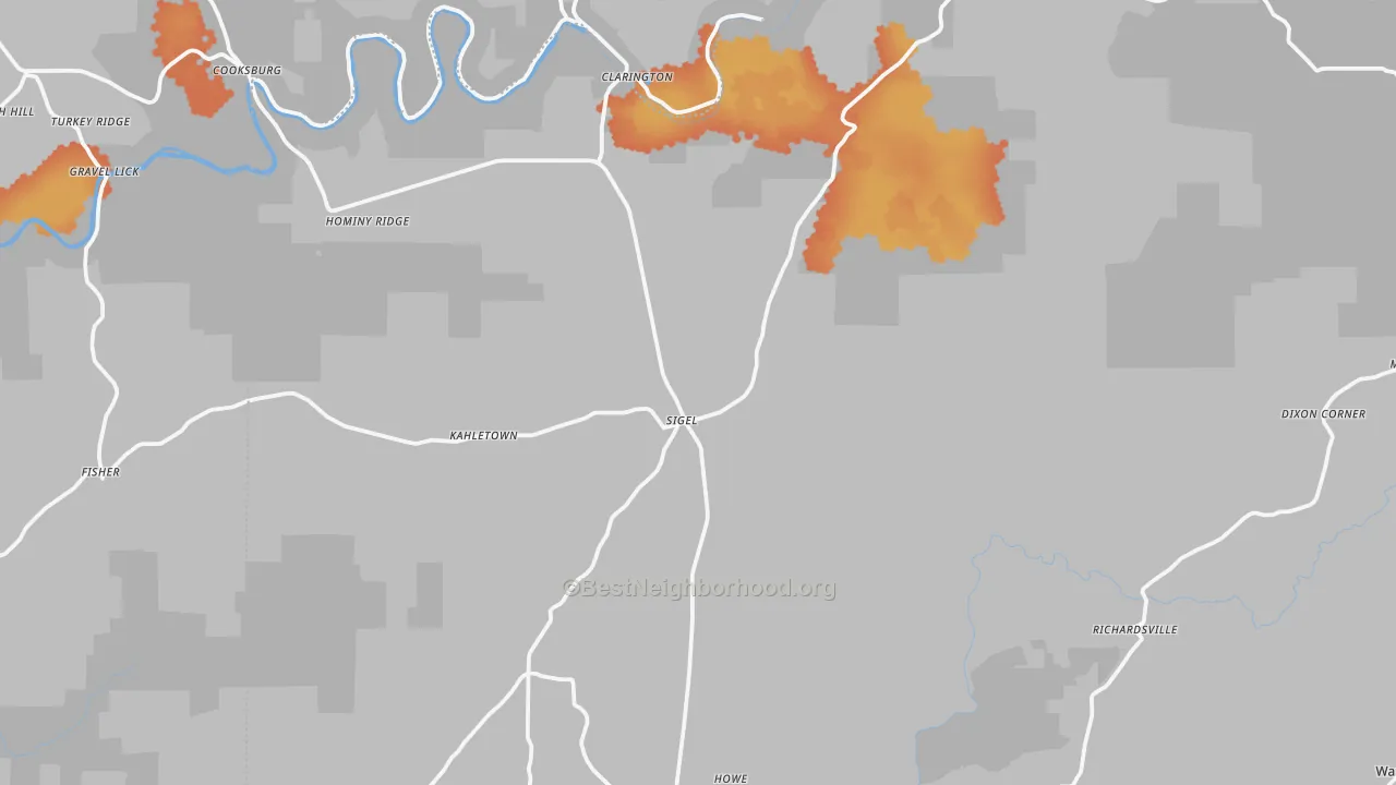 Bike Grade map of Sigel, PA