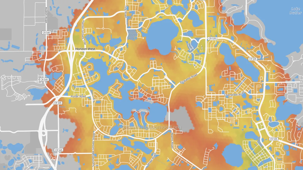Bike Grade map of Signature Lakes, Horizon West, FL