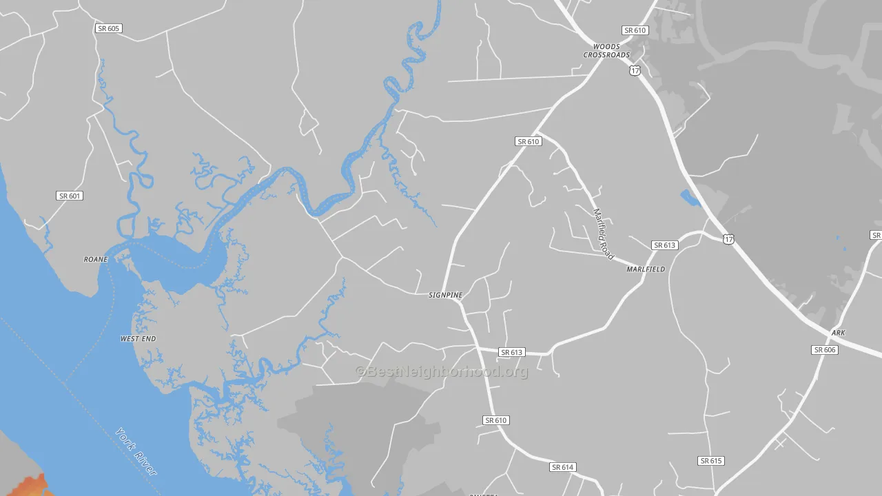 Bike Grade map of Signpine, VA