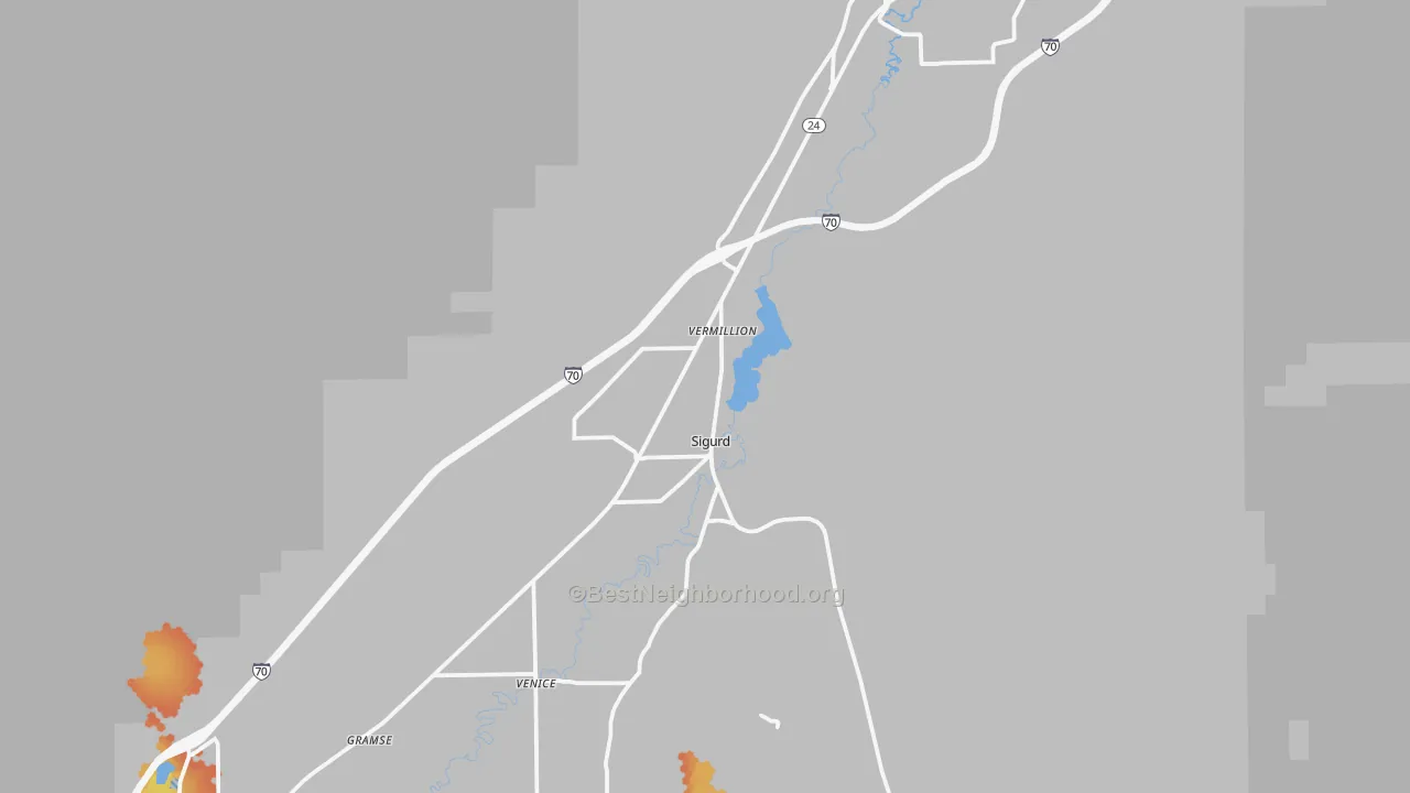 Bike Grade map of Sigurd, UT