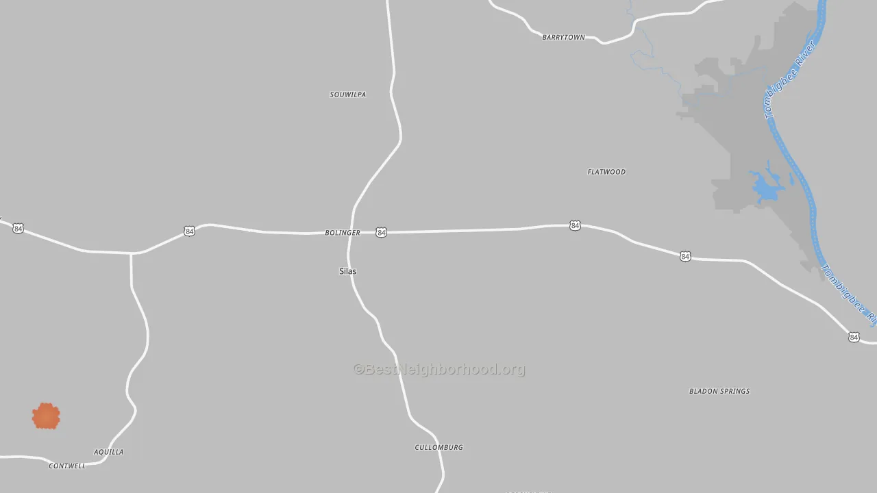 Bike Grade map of Silas, AL
