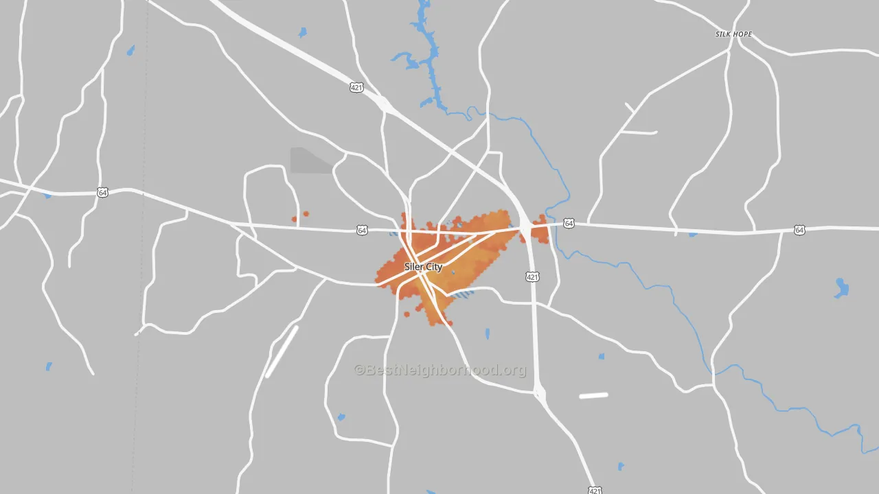 Bike Grade map of Siler City, NC