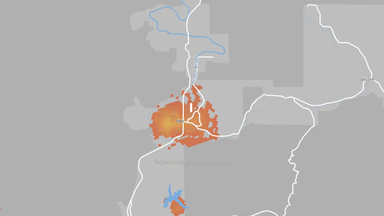 Bike Grade map of Siletz, OR