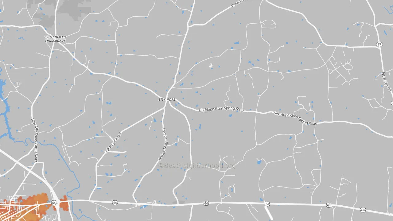 Bike Grade map of Silk Hope, NC