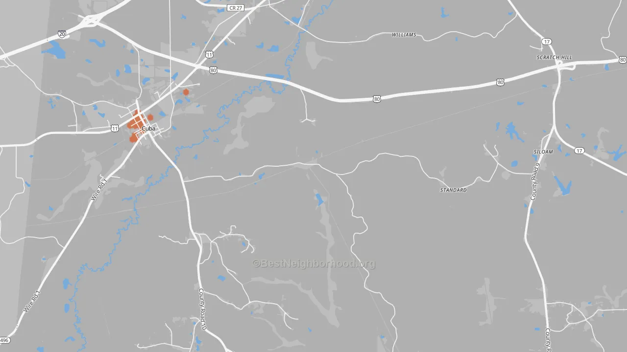 Bike Grade map of Siloam, AL