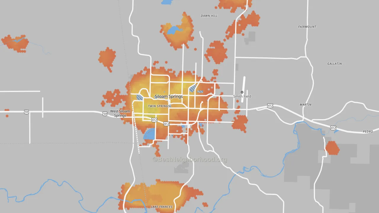 Bike Grade map of Siloam Springs, AR
