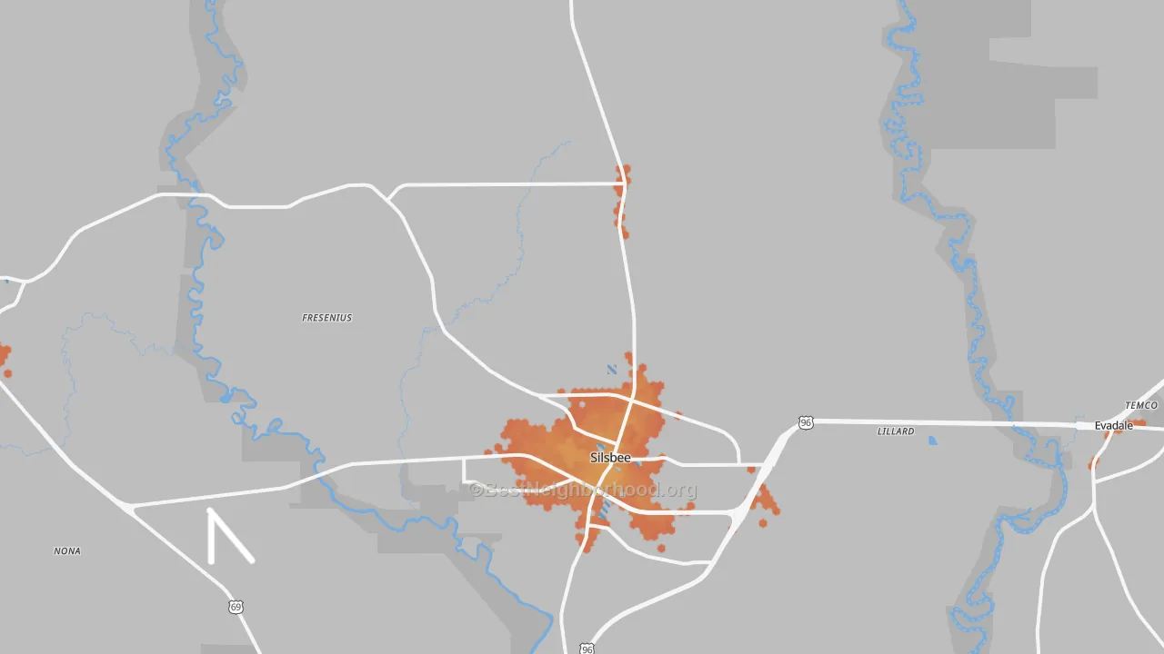 Bike Grade map of Silsbee, TX
