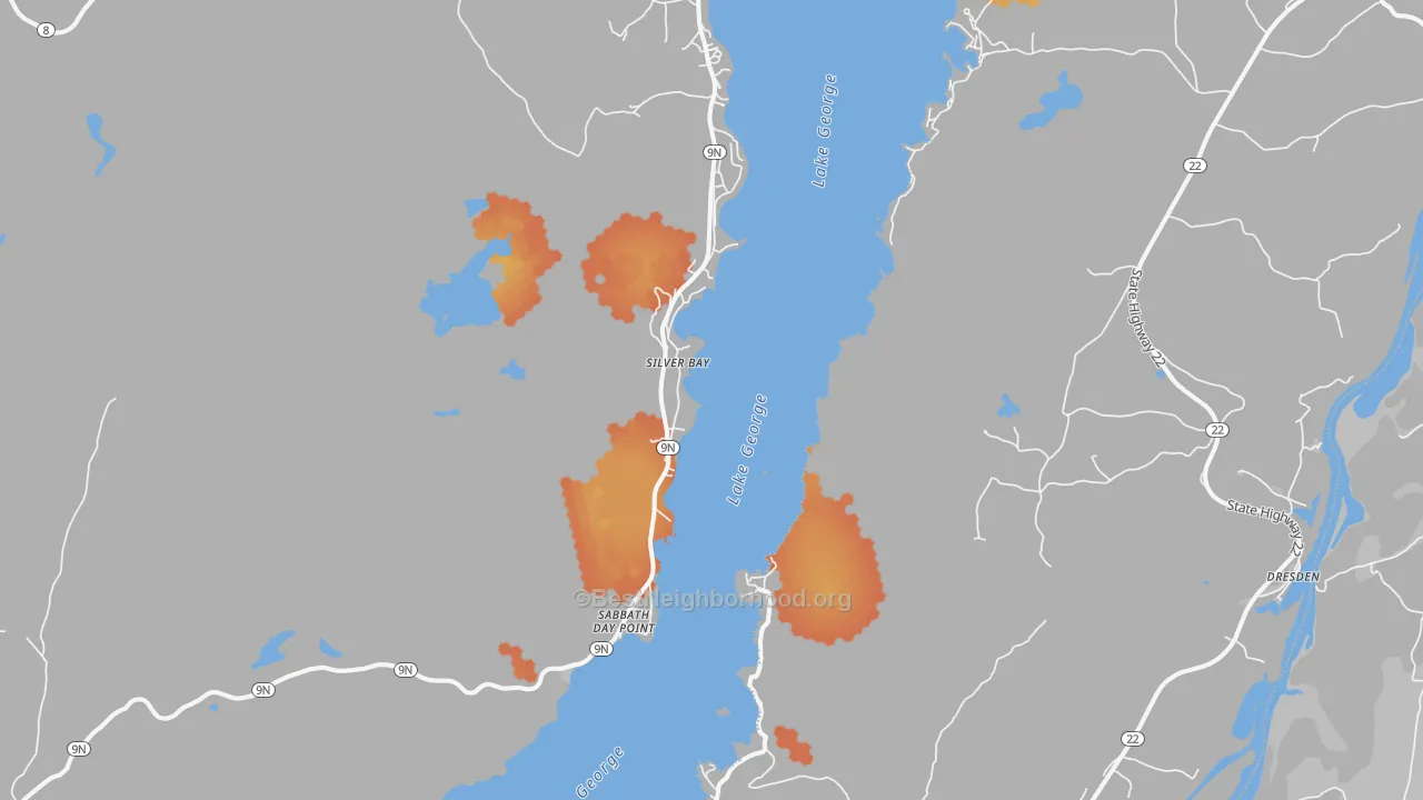 Bike Grade map of Silver Bay, NY