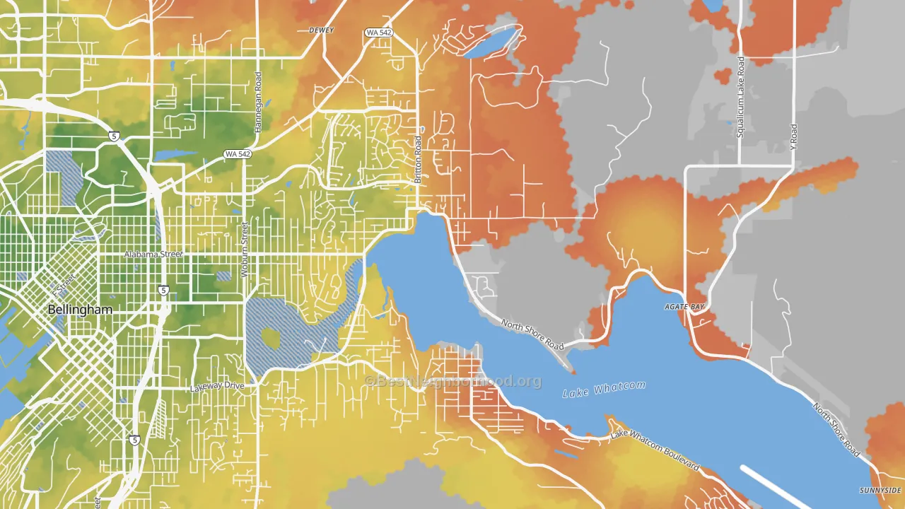 Bike Grade map of Silver Beach, Bellingham, WA