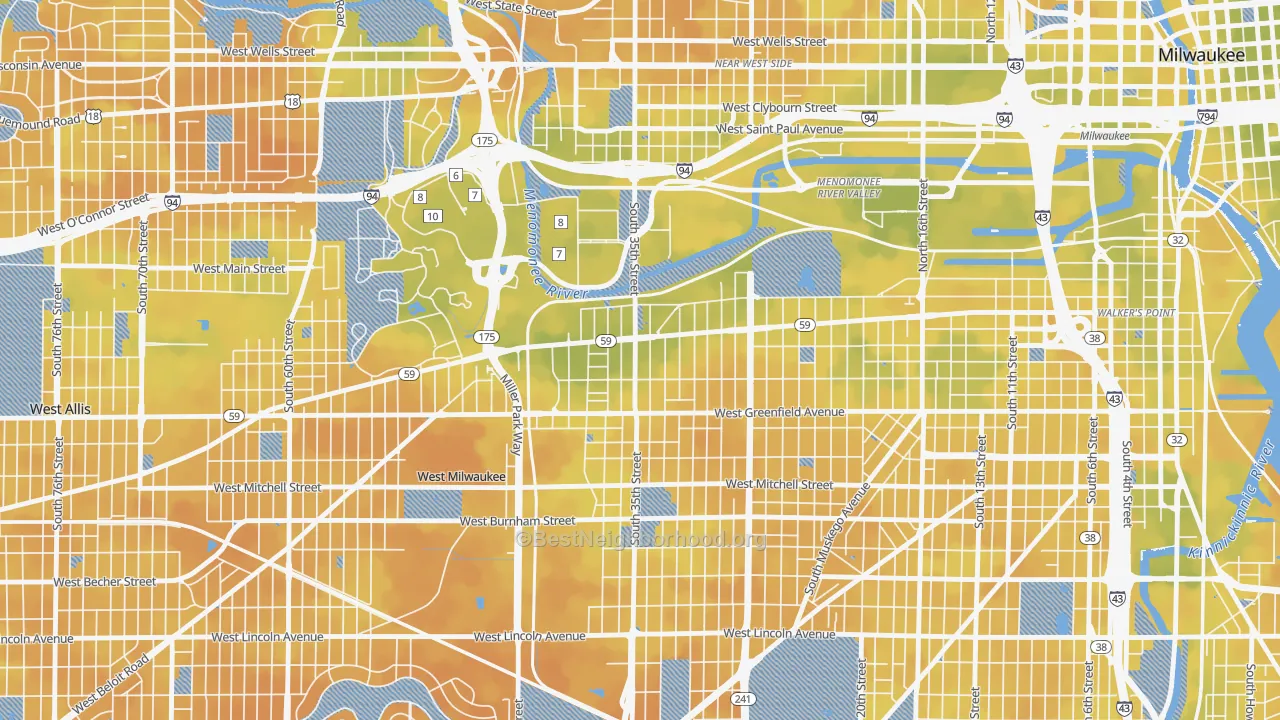 Bike Grade map of Silver City, Milwaukee, WI