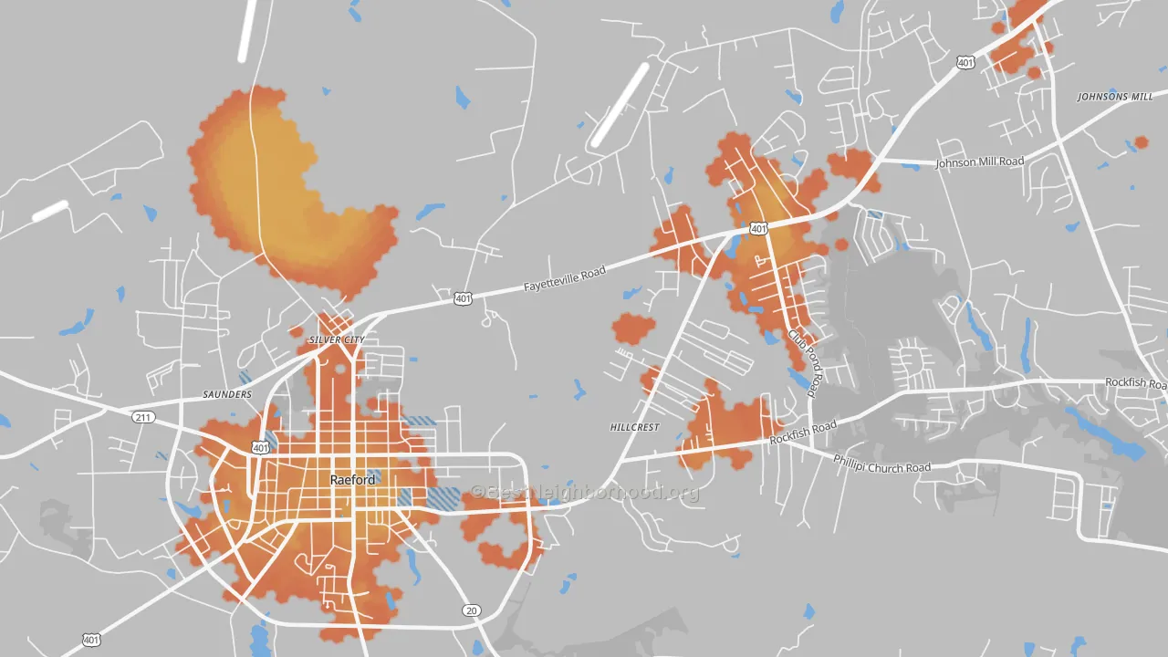 Bike Grade map of Silver City, NC