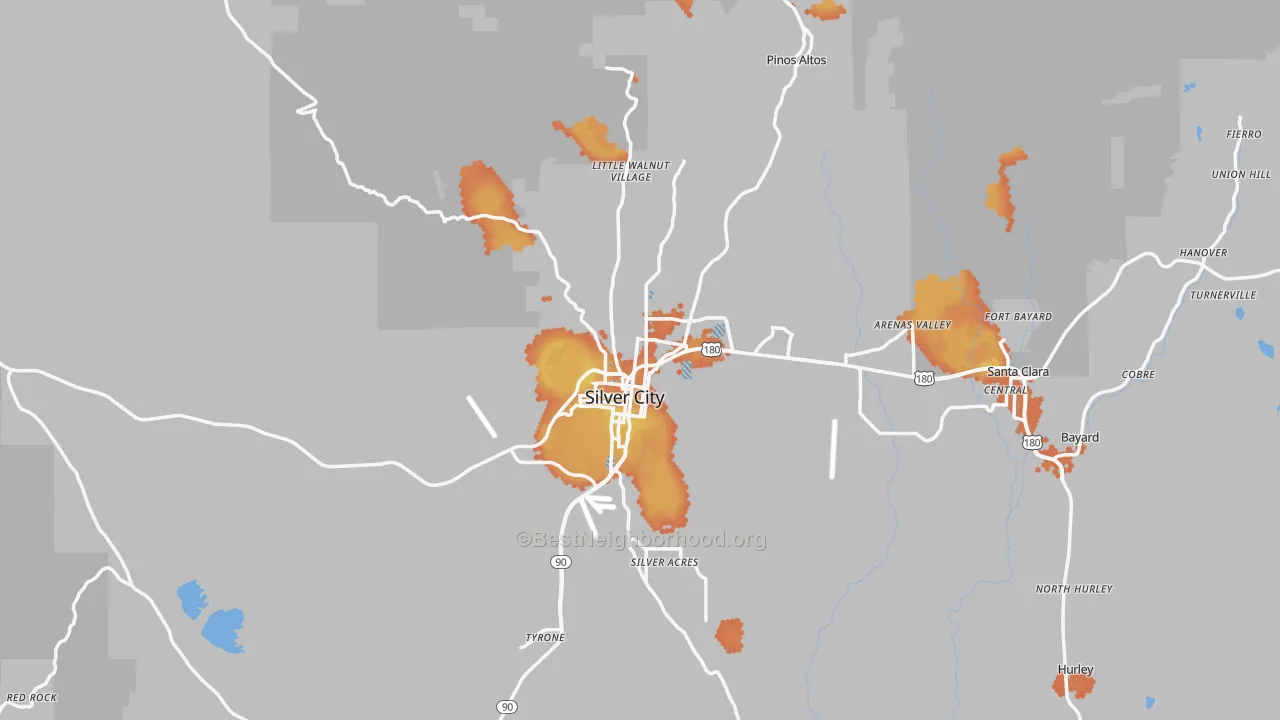 Bike Grade map of Silver City, NM