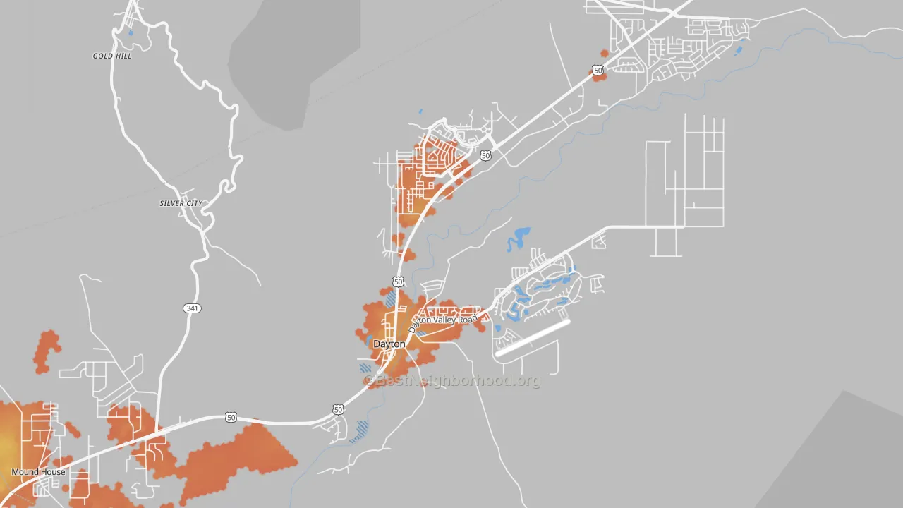Bike Grade map of Silver City, NV