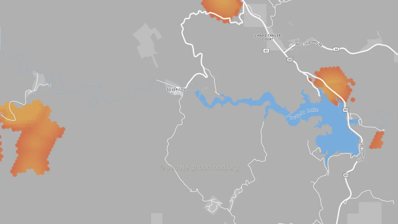 Bike Grade map of Silver City, SD