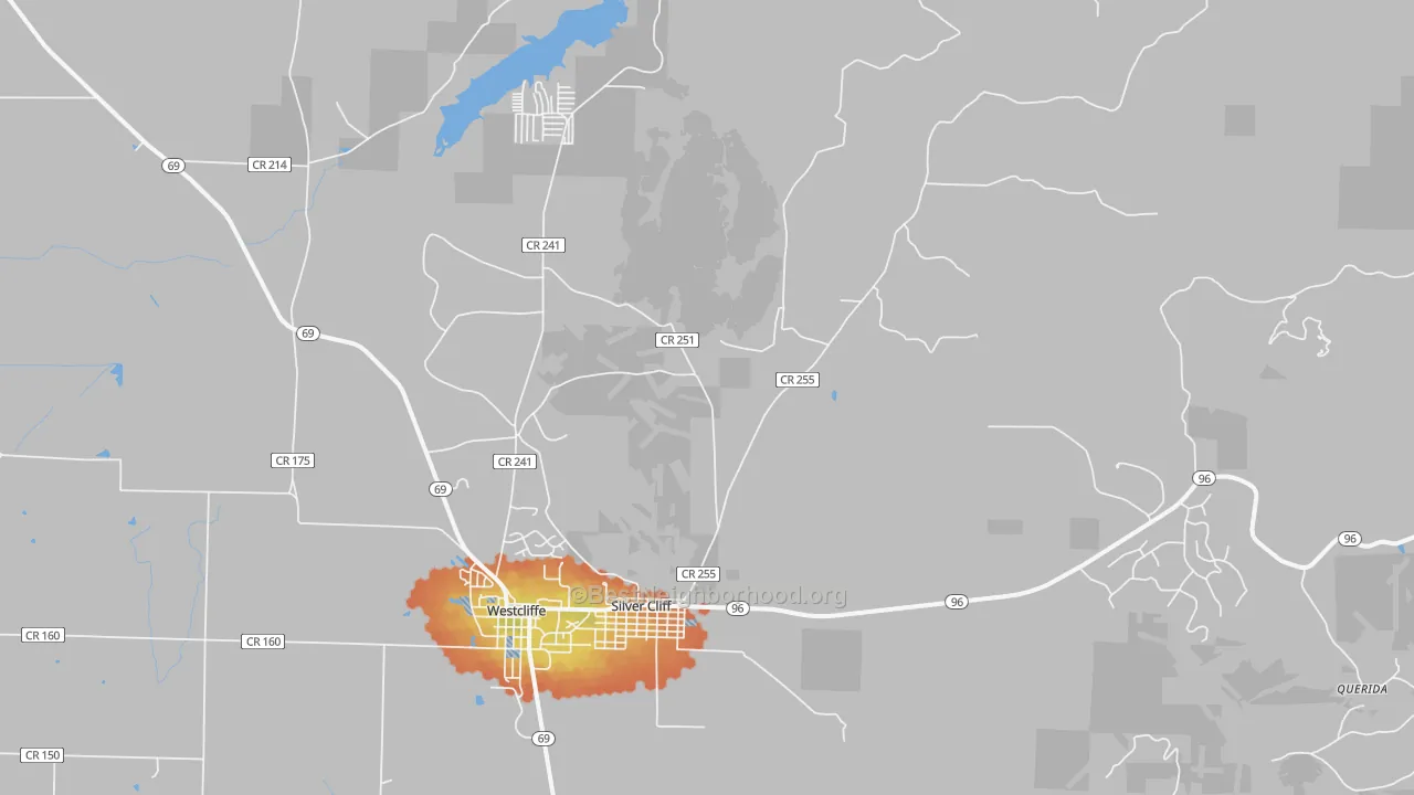 Bike Grade map of Silver Cliff, CO
