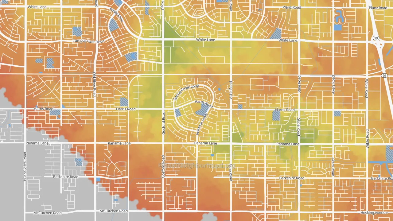 Bike Grade map of Silver Creek, Bakersfield, CA