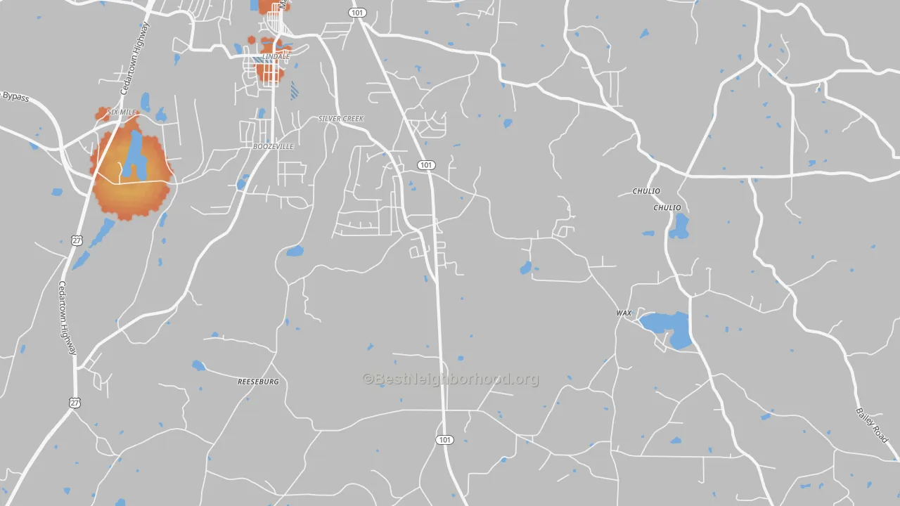 Bike Grade map of Silver Creek, GA