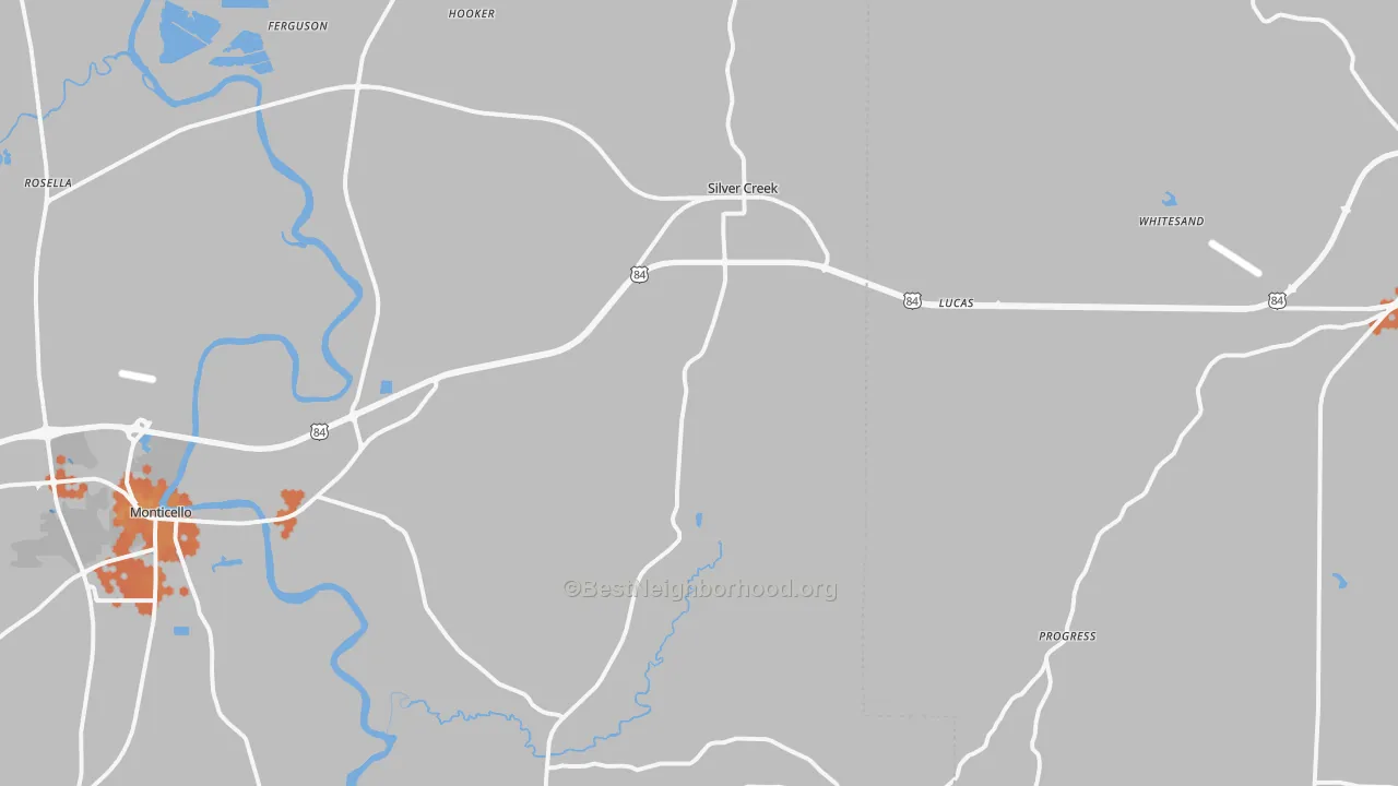 Bike Grade map of Silver Creek, MS