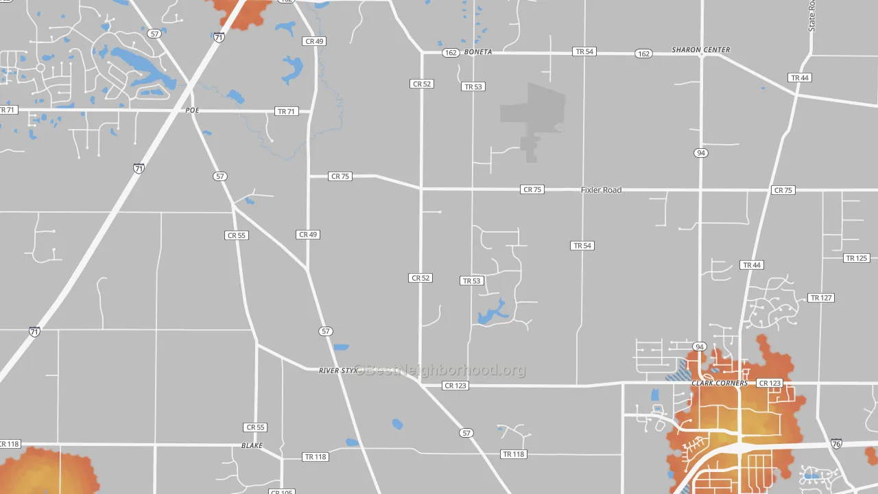 Bike Grade map of Silver Creek, OH