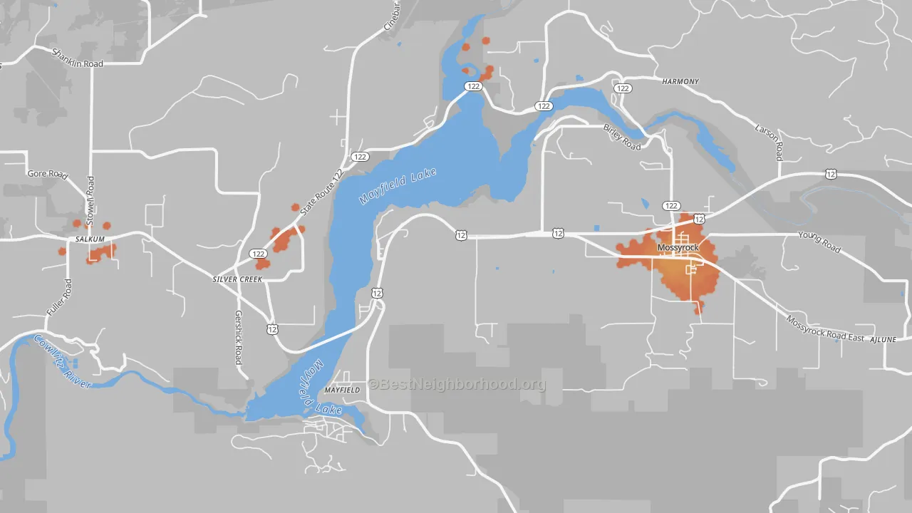 Bike Grade map of Silver Creek, WA