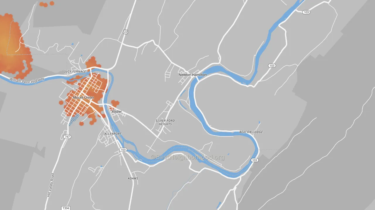 Bike Grade map of Silver Ford Heights, PA