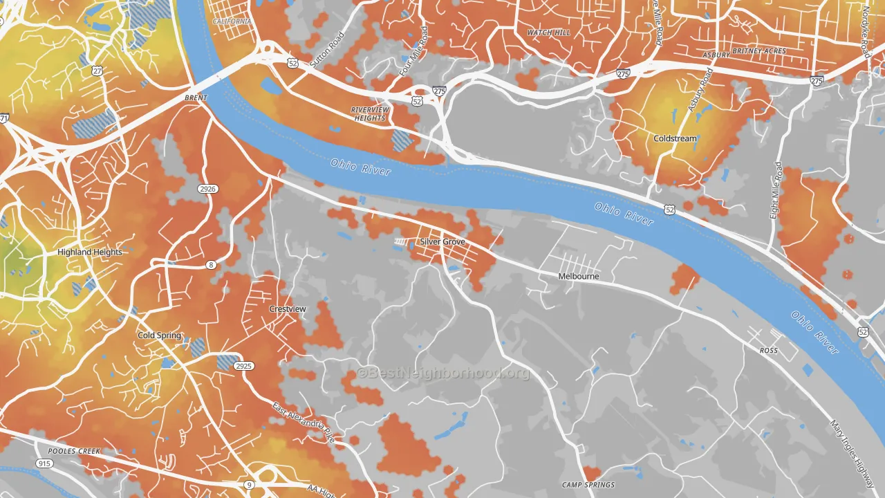 Bike Grade map of Silver Grove, KY