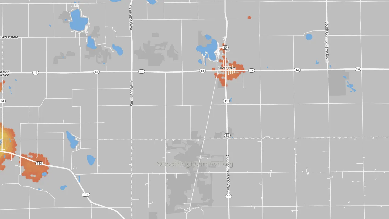 Bike Grade map of Silver Lake, IN