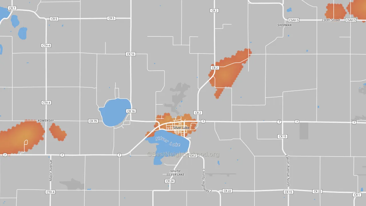 Bike Grade map of Silver Lake, MN