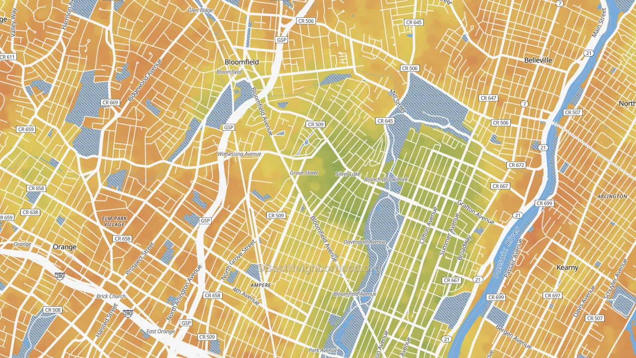 Bike Grade map of Silver Lake, NJ