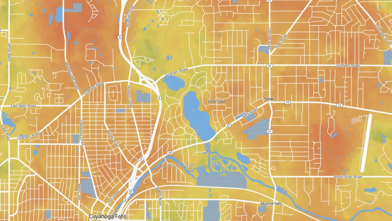 Bike Grade map of Silver Lake, OH