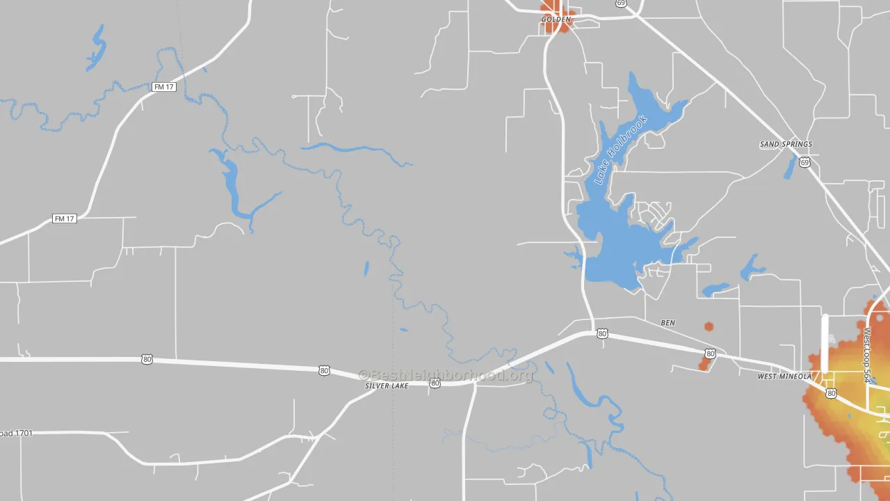 Bike Grade map of Silver Lake, TX