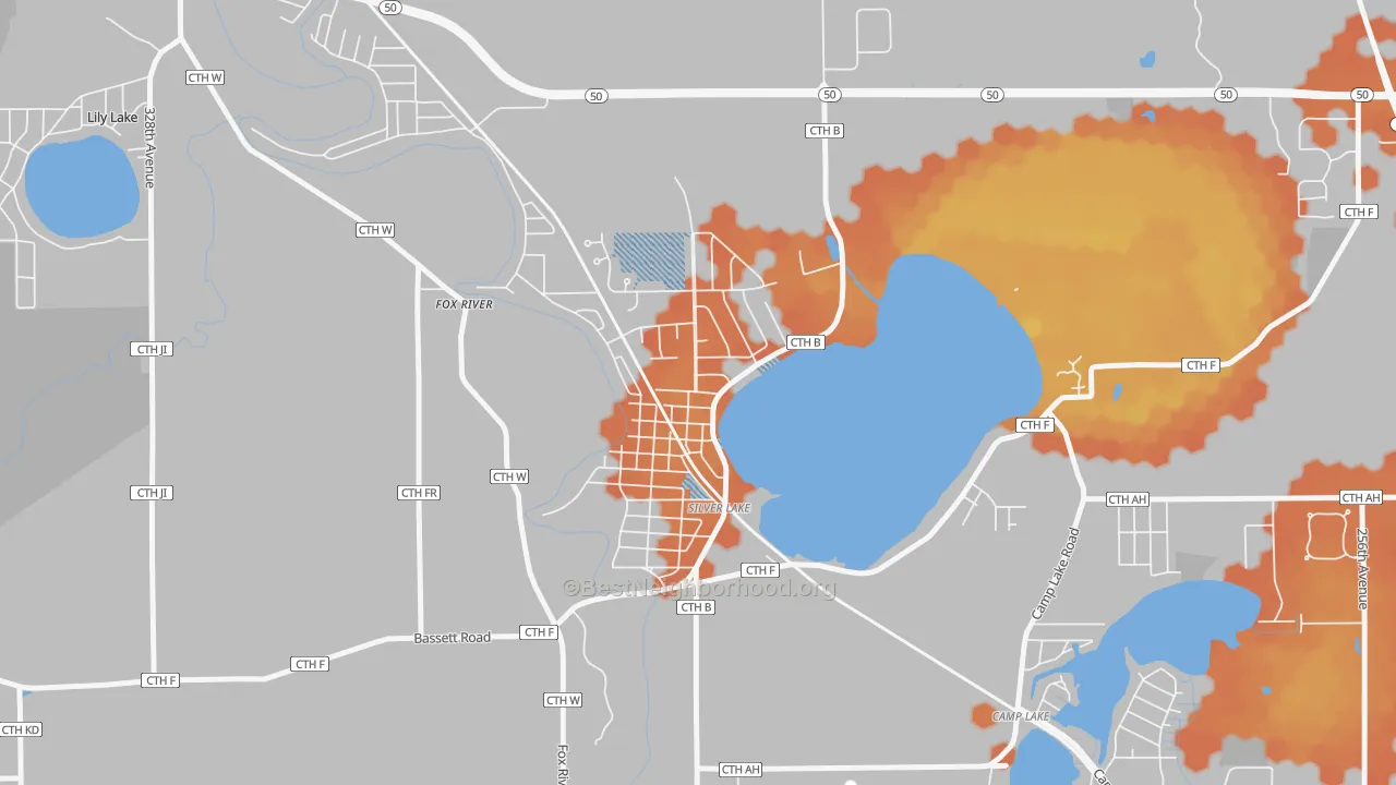 Bike Grade map of Silver Lake, WI