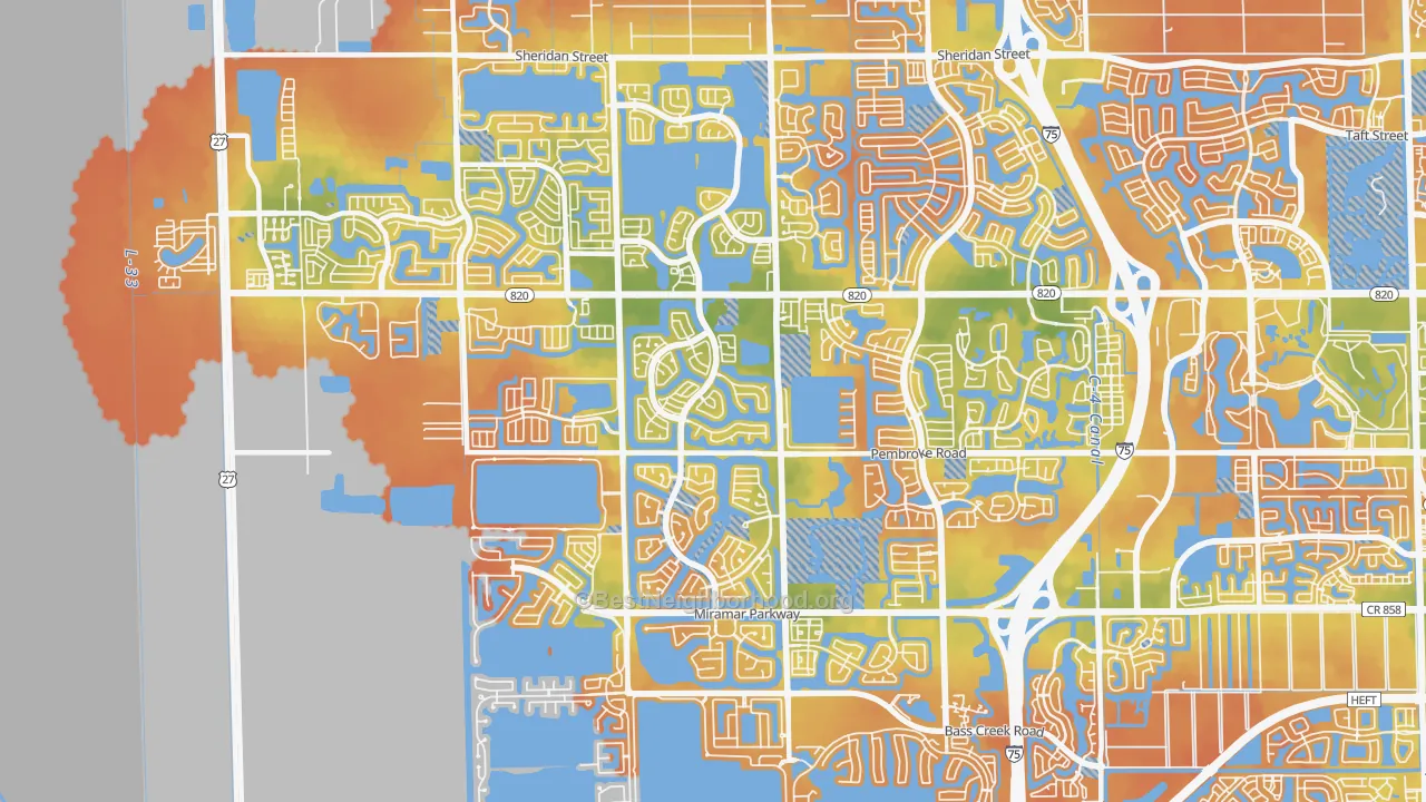 Bike Grade map of Silver Lakes, Pembroke Pines, FL