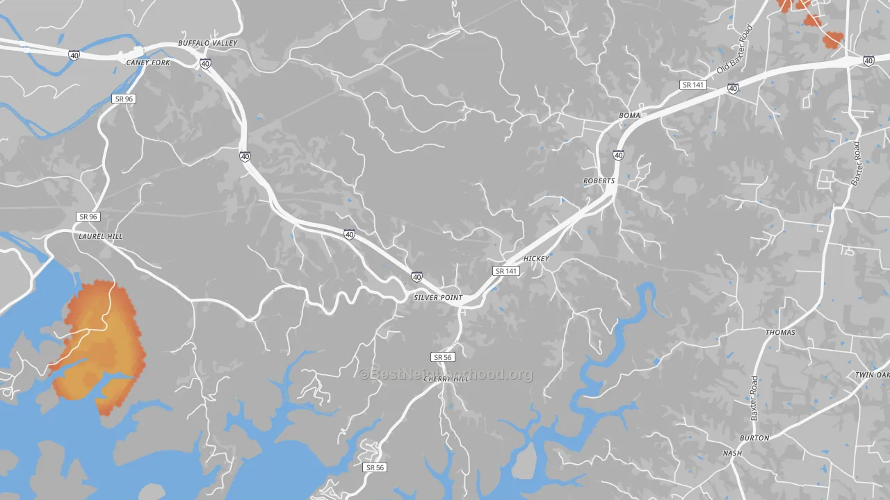 Bike Grade map of Silver Point, TN