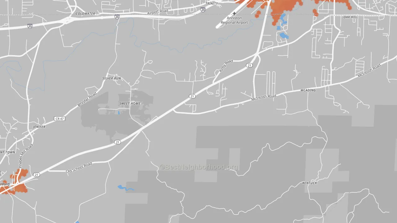 Bike Grade map of Silver Run, AL