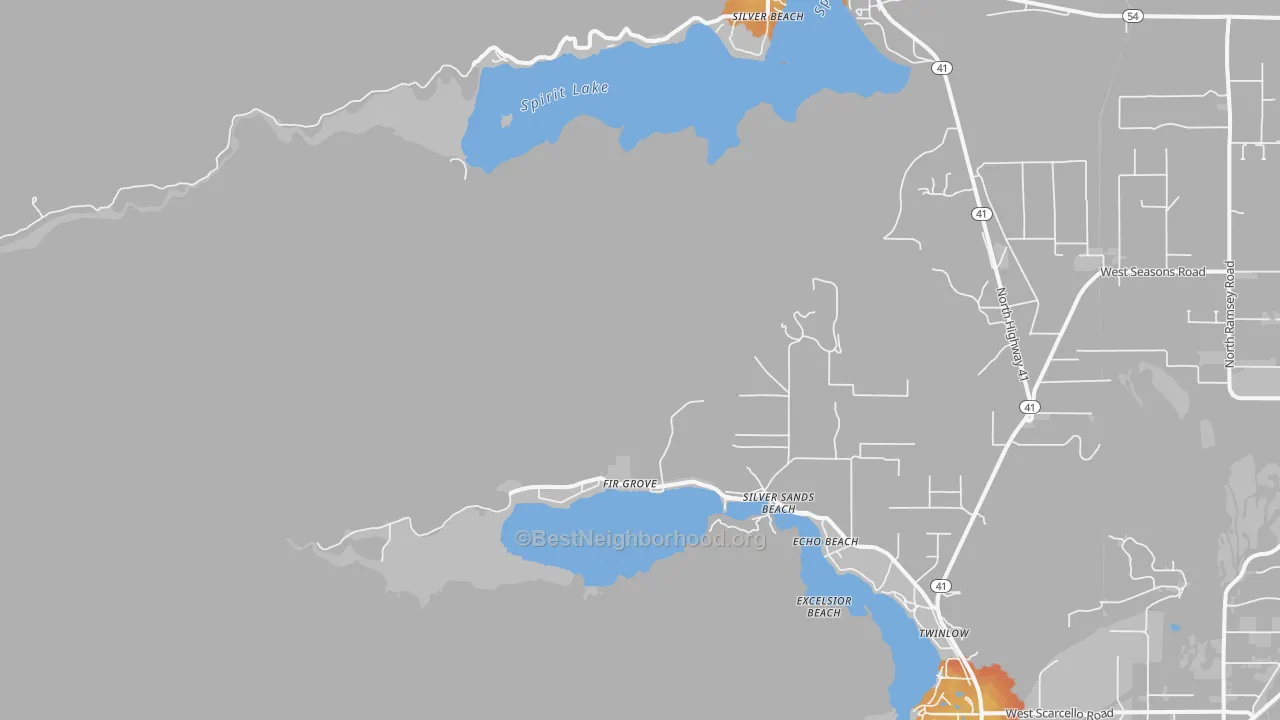 Bike Grade map of Silver Sands Beach, ID