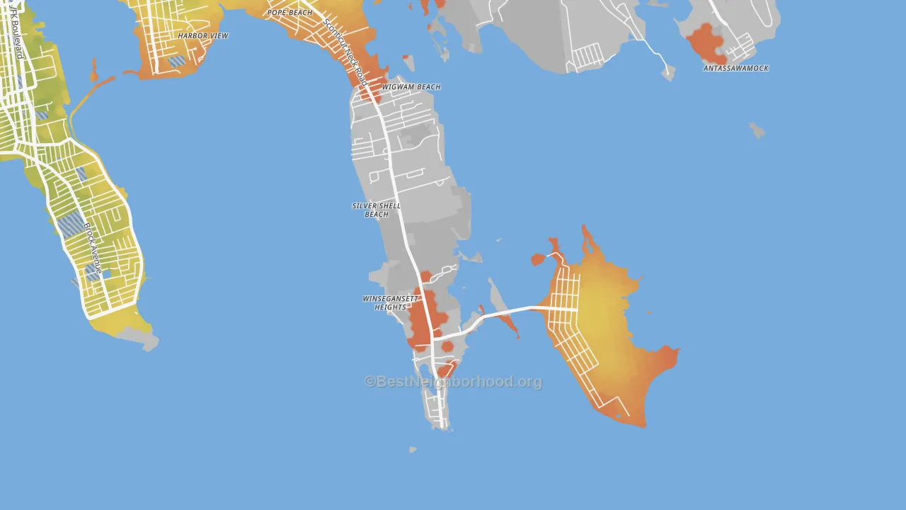 Bike Grade map of Silver Shell Beach, MA