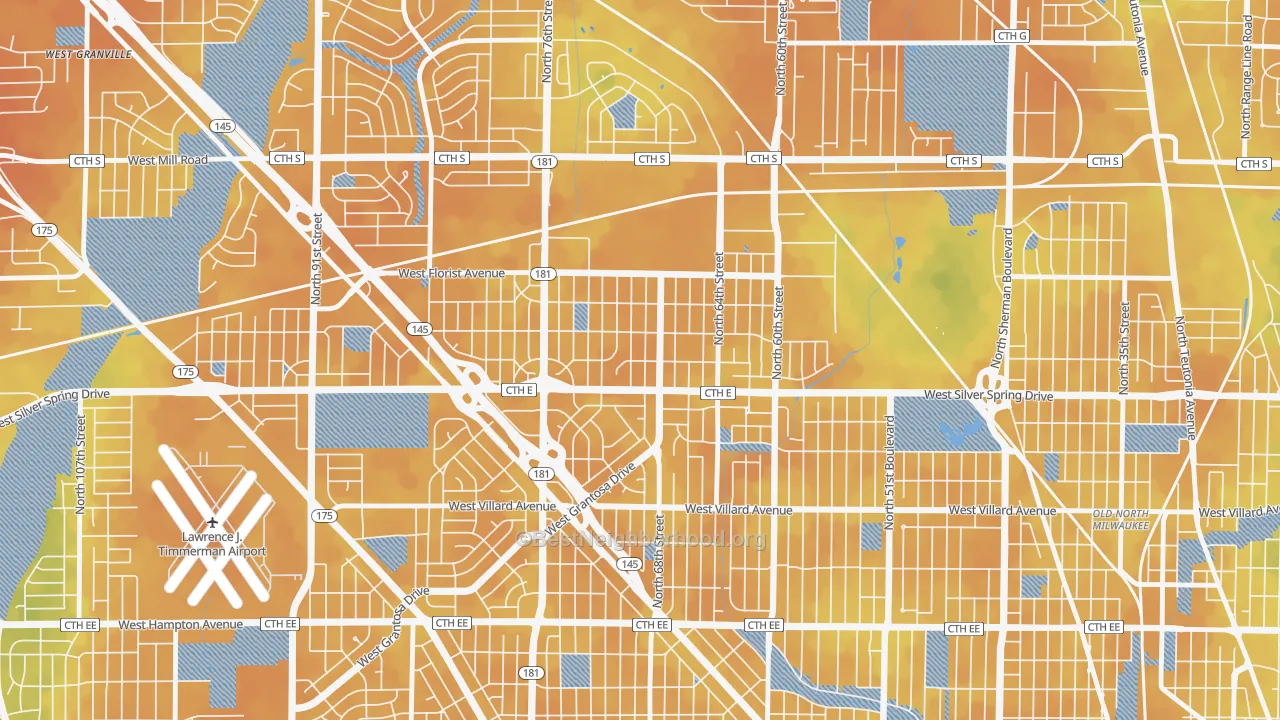 Bike Grade map of Silver Spring, Milwaukee, WI