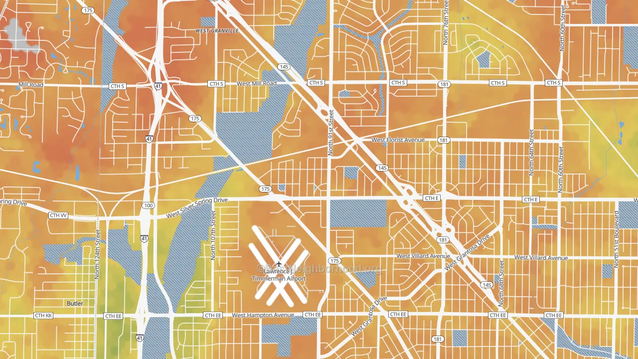 Bike Grade map of Silver Swan, Milwaukee, WI