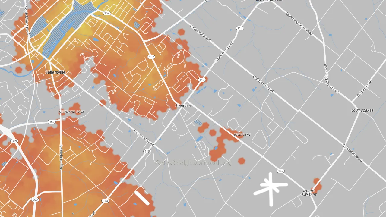 Bike Grade map of Silverdale, PA