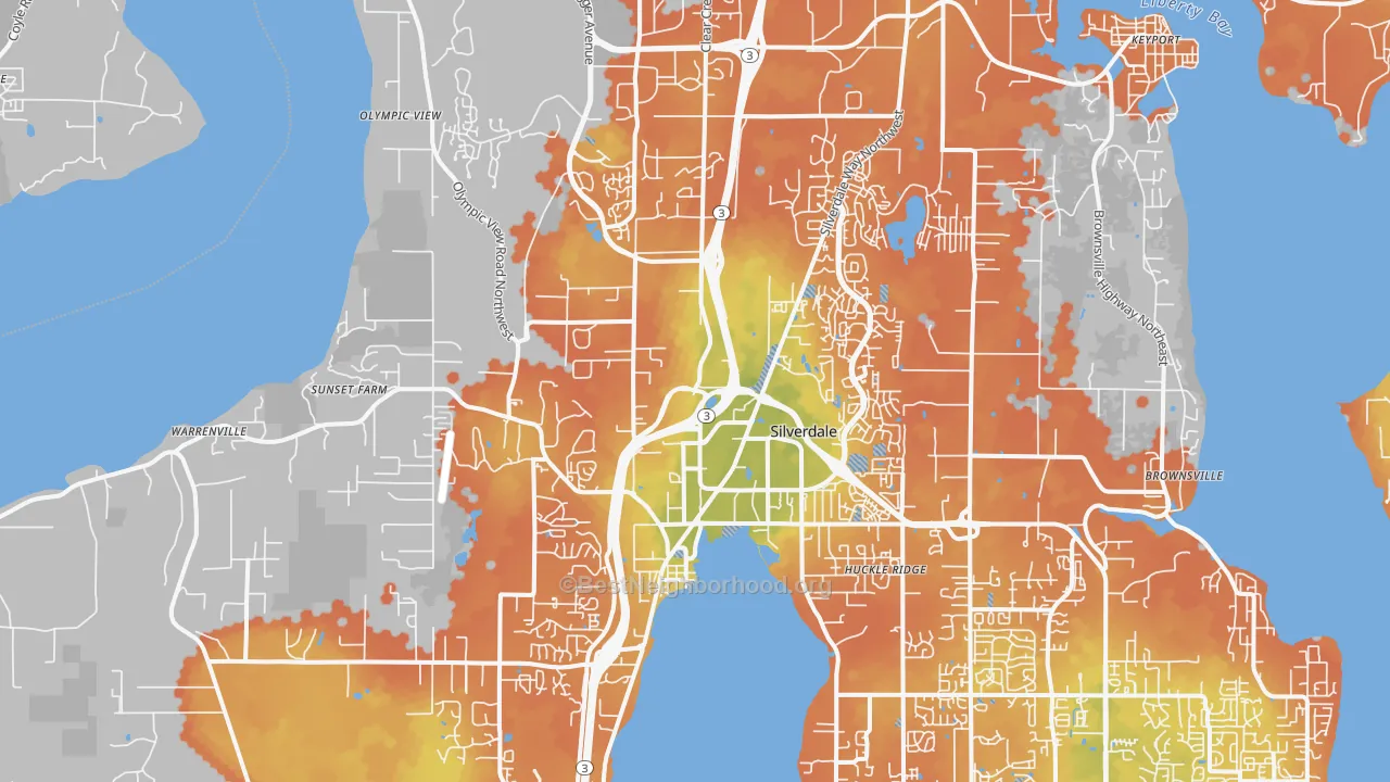 Bike Grade map of Silverdale, WA