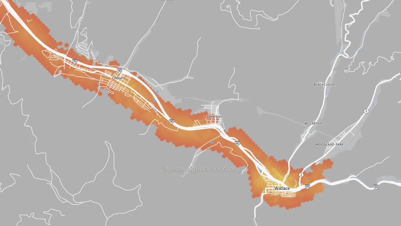 Bike Grade map of Silverton, ID