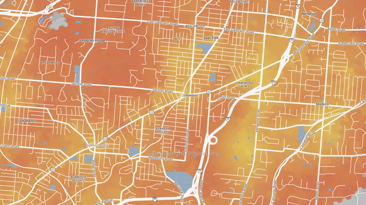 Bike Grade map of Silverton, OH